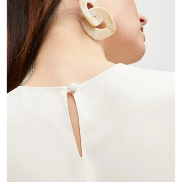 MM Lafleur Carrie Top Blouse Size Medium Alabaster Textured Long Sleeves - Picture 7 of 10